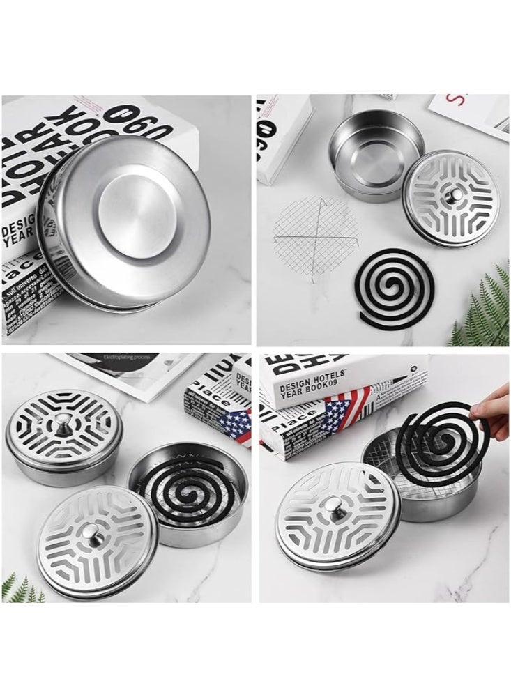 2 Portable Mosquito Coil Holder, Stainless Steel Fireproof Incense Burner Box, with Handle for Indoor  Outdoor Use, Camping, Home, Office - Image 2